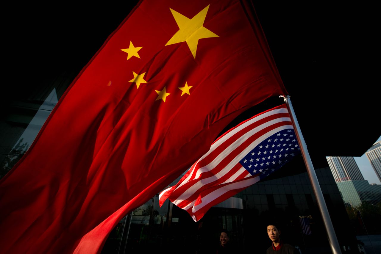 Chinese and US flags