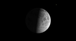 After the moon has completed the first quarter of its orbit around Earth, the relative positions of the Earth, sun, and moon cause us to see it half-illuminated - on its eastern side. A first quarter moon always rises around noon and sets around midnight, so it is also visible in the afternoon daytime sky. The evenings around first quarter are the best times to see the lunar terrain when it is dramatically lit by low-angled sunlight.