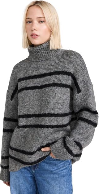 Line and Dot Women's Veronica Sweater, Grey and Black, Xs