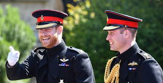 WINDSOR, UNITED KINGDOM - MAY 19: Prince Harry walks with his best man Prince William, Duke of Cambridge, as they arrive at St George's Chapel at Windsor Castle for the wedding of Prince Harry and Meghan Markle on May 19, 2018 in Windsor, England. (Photo by Ben Birchall - WPA Pool/Getty Images)