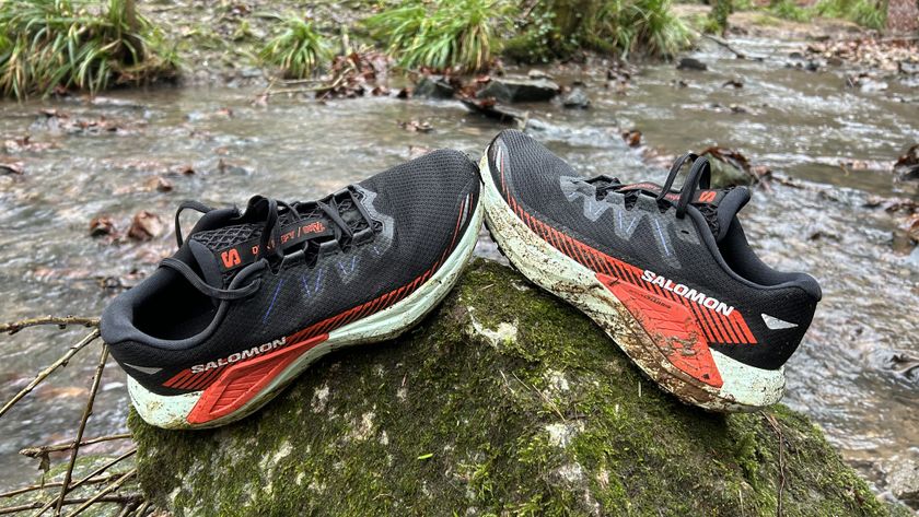 Salomon DRX Defy GRVL on a rock