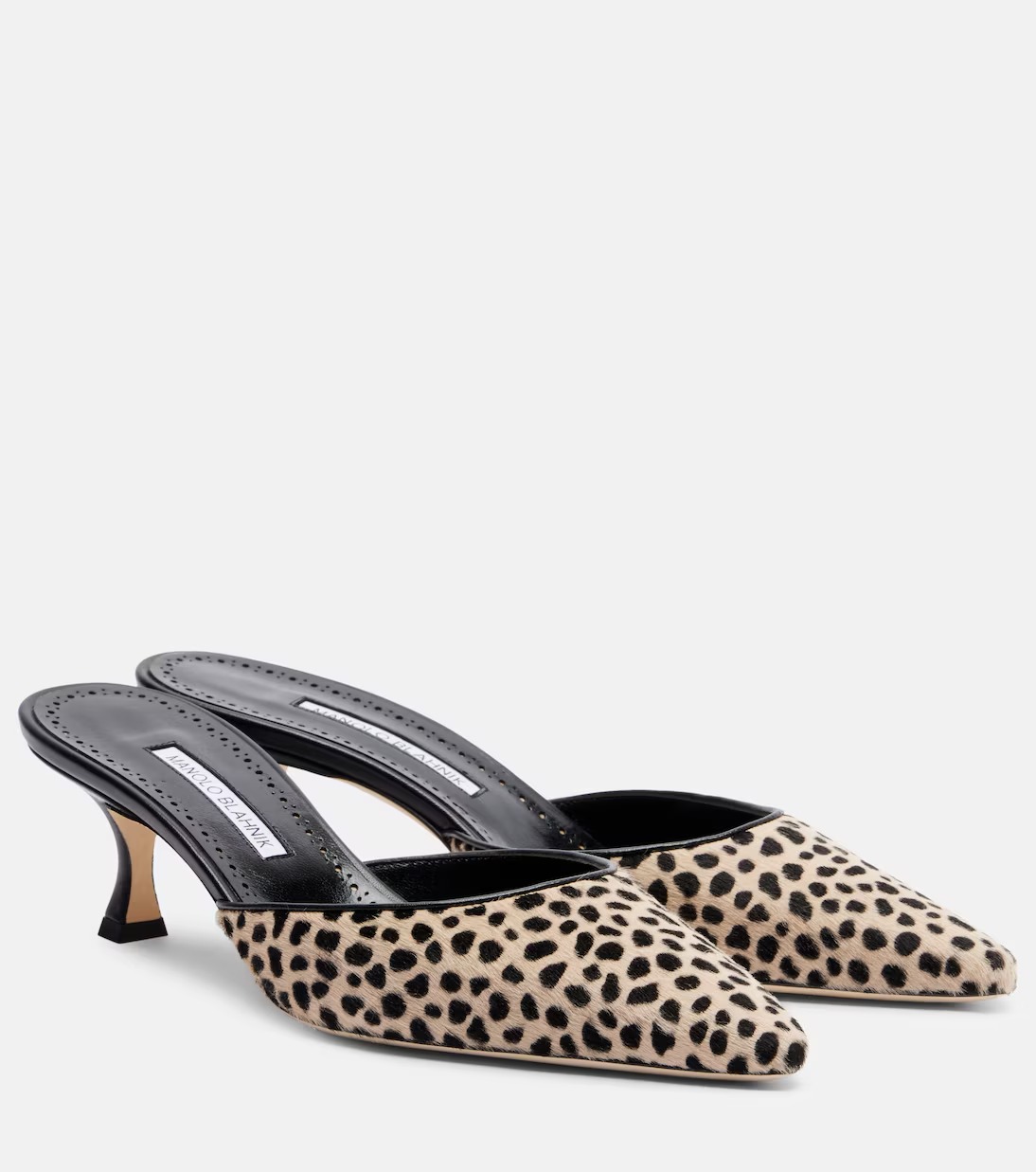 Manolo Blahnik, Carolyne 50 leopard-print calf hair mules