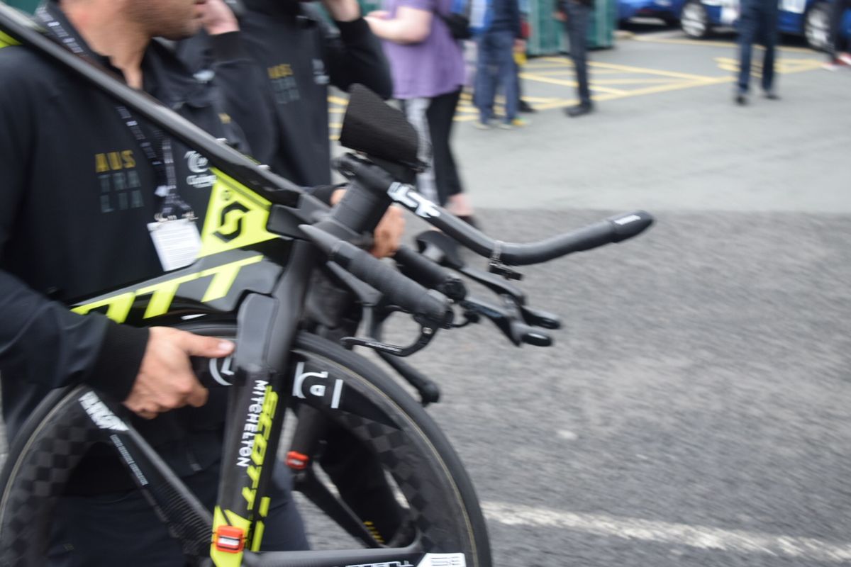 The time trial bikes for the men's elite time trial