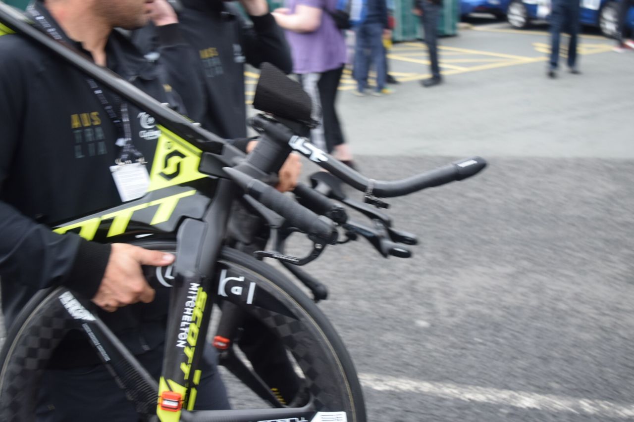 The time trial bikes for the men's elite time trial