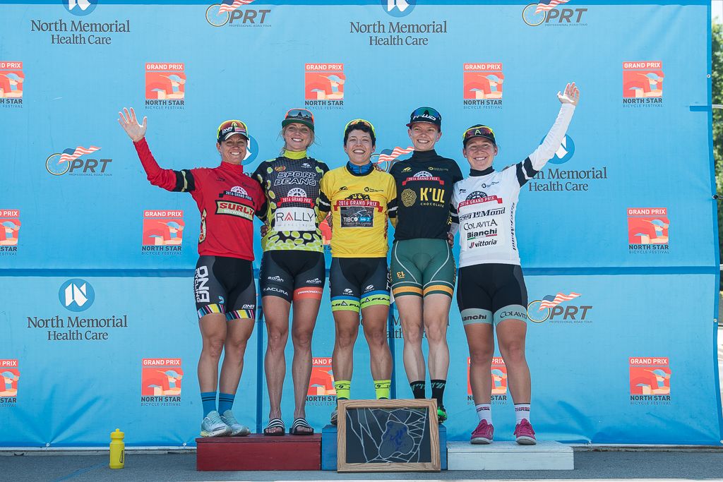 Final Women's Podium: Surly Most Aggressive - Sara Tussey (Visit Dallas), Sport Beans Queen of the Hill - Erica Allar (Rally Cycling), Northstar Grand Prix Winner - Brianna Walle (Team TIBCO-SVB), K'ul Chocolate Sprint - Sophie Makcay (Hagens-Berman), Greg Lemond Best Young Rider - Lauretta Hanson (Colavita/Bianchi)