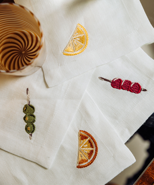 Set of 4 Garnish Cocktail Napkins