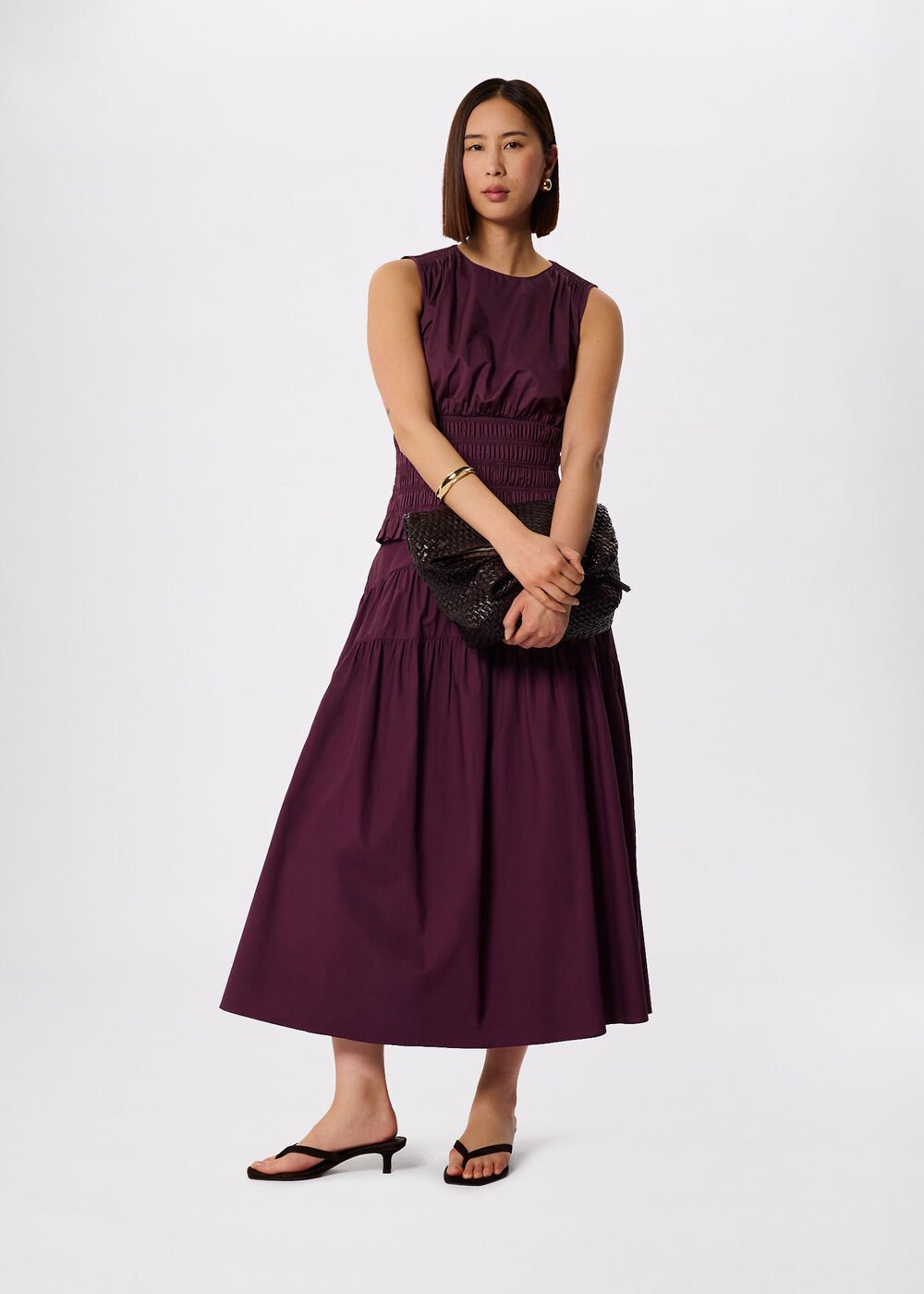 Plum Tier Hem Cotton Skirt
