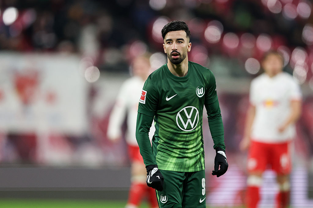 Mohamed Amoura of VfL Wolfsburg seen during the Bundesliga match between RB Leipzig and VfL Wolfsburg at Red Bull Arena. Final score RB Leipzig 2 : 2 VfL Wolfsburg.