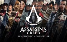 Assassins Creed Symphonic Adventure artwork featuring many profiles of the Assassin's Creed protagonists
