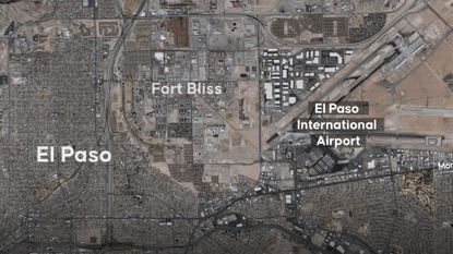 Aerial view of El Paso and Fort Bliss