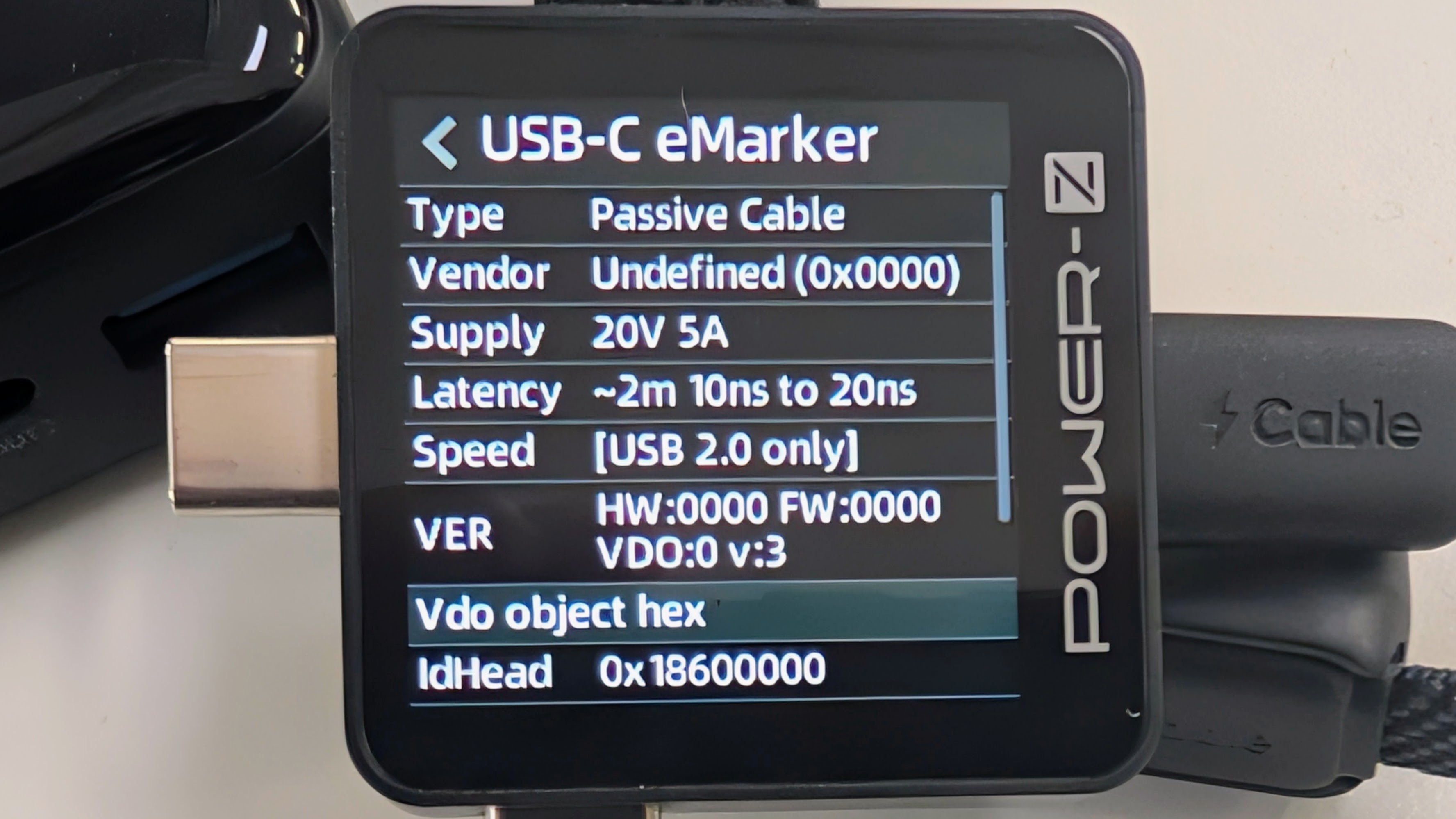 Iniu P50-E1 45W power bank eMarker readout using ChargerLab POWER-Z KM003C