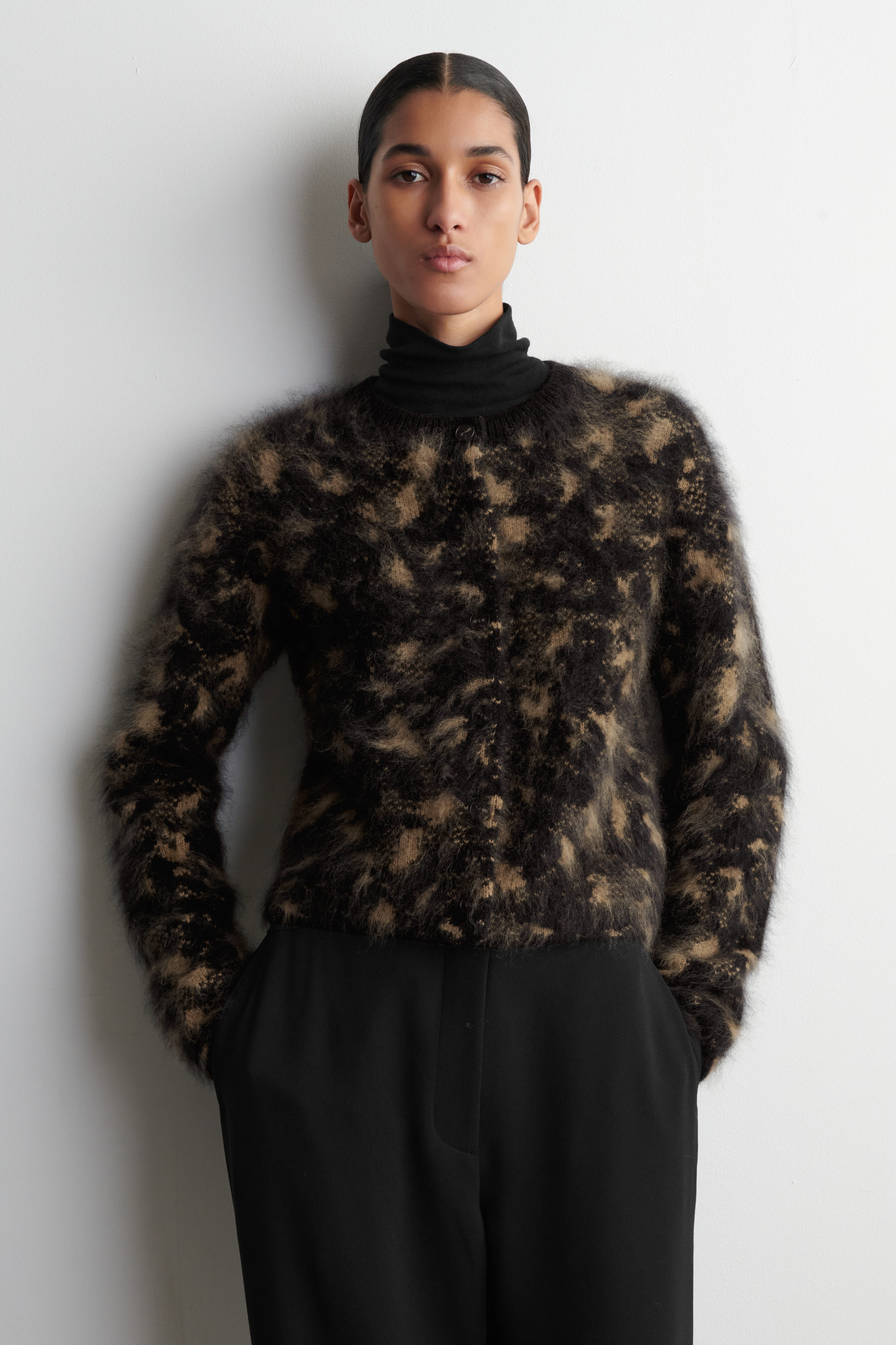 Animal-Jacquard Merino Wool Cardigan