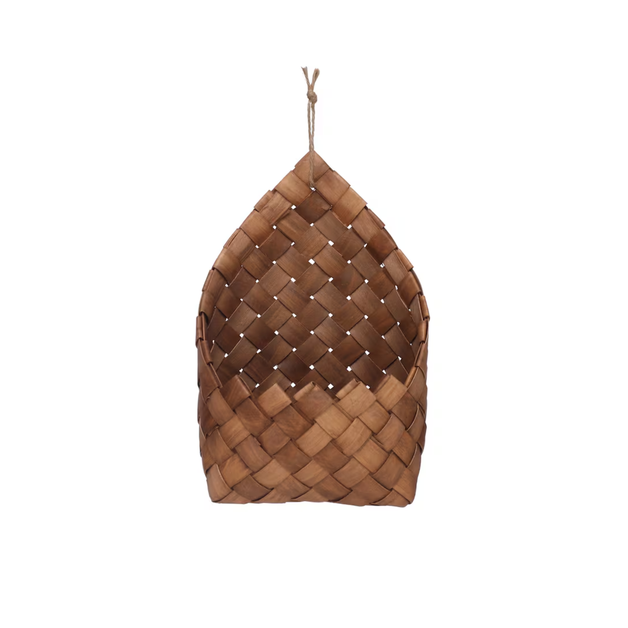 a woven hanging basket