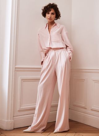 Pink Pinstripe Wide Trousers