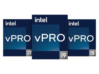 Intel vPro 12th Gen Family Badges (i5, i7, i9). Includes embedded 16x9, 4x3, 1x1 renditions