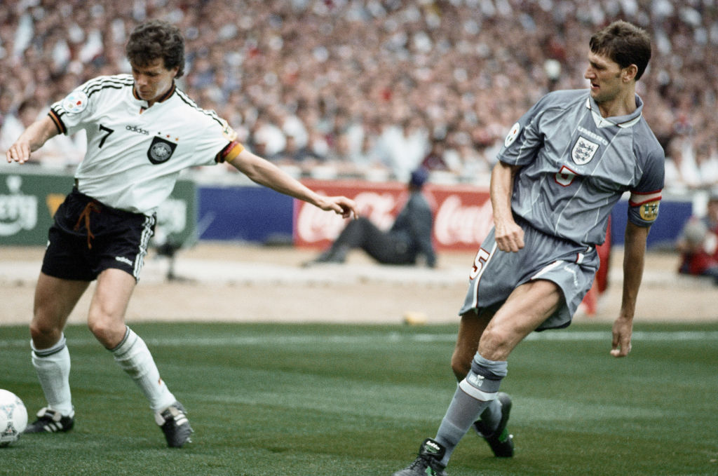 Tony Adams (right) and German captain Andreas Moller