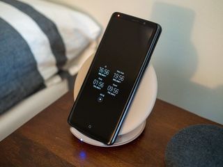 Samsung Galaxy S9+ on a wireless charger