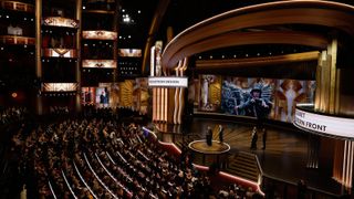 The Oscars 2023 stage, awarding the award for Production Design.
