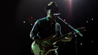 Singer Bruno Mars performs during the B96 "Jingle Bash" at the Allstate Arena in Rosemont, Illinois on DEC 11, 2010