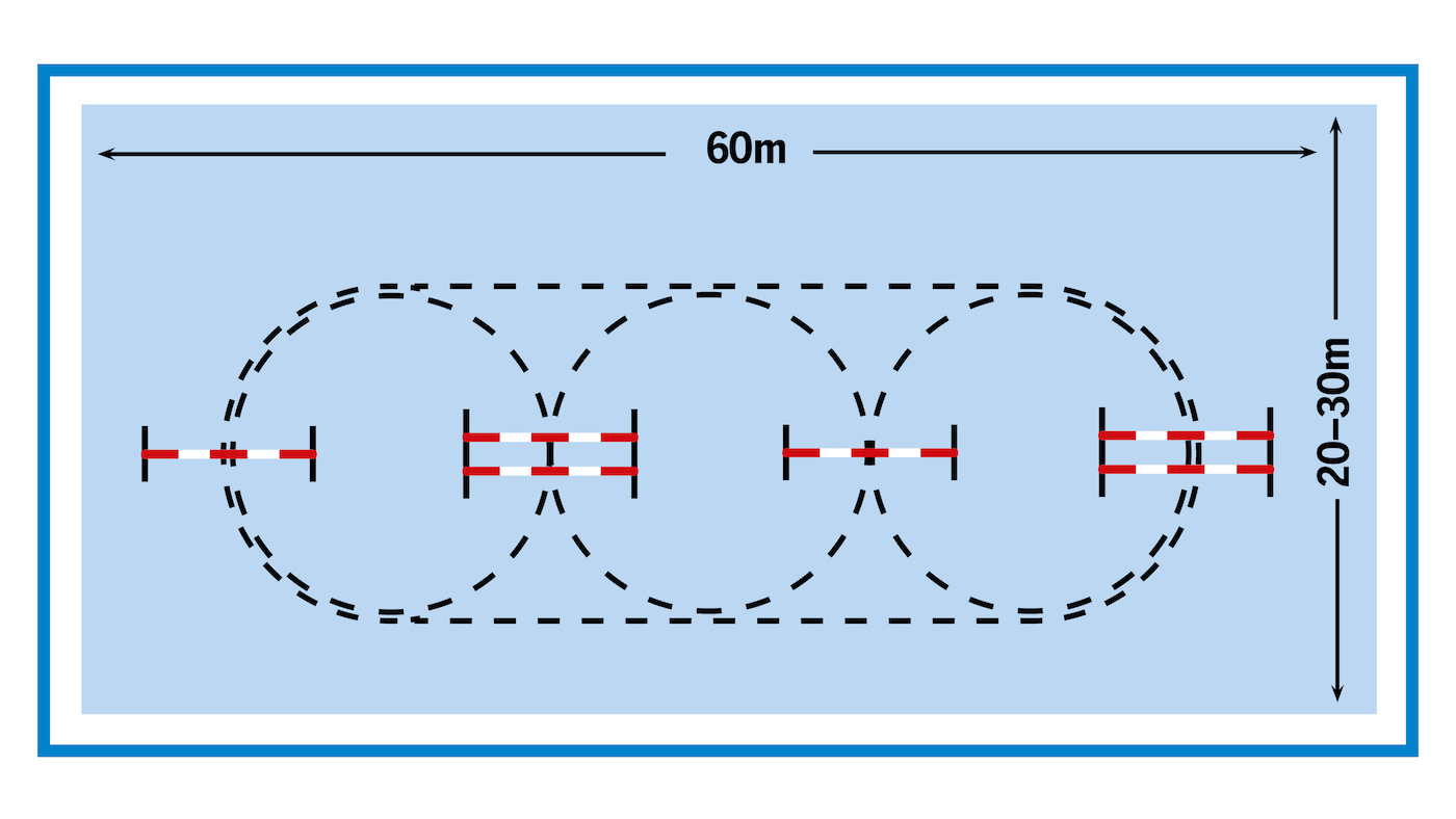 Diagram for cavaletti training exercise