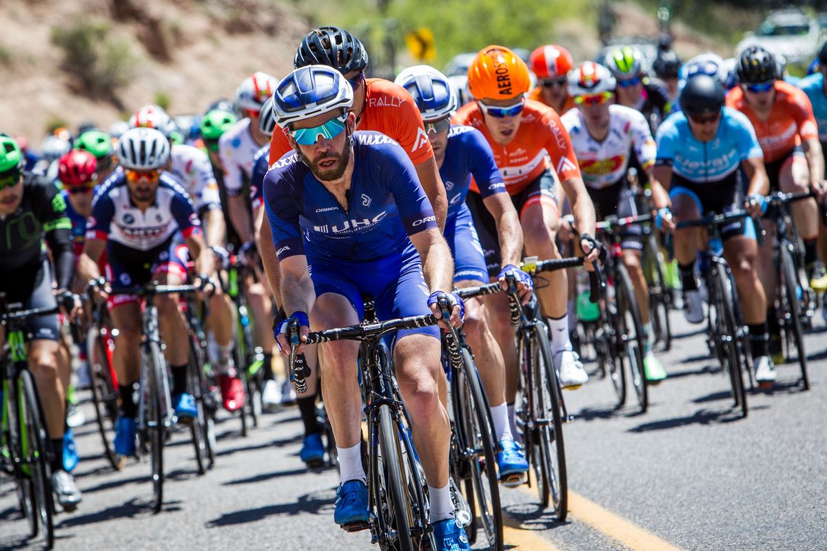 Johnny Clarke (UnitedHealthcare) gets on the front to bring back the final breakaway rider during stage 1 at Tour of the Gila