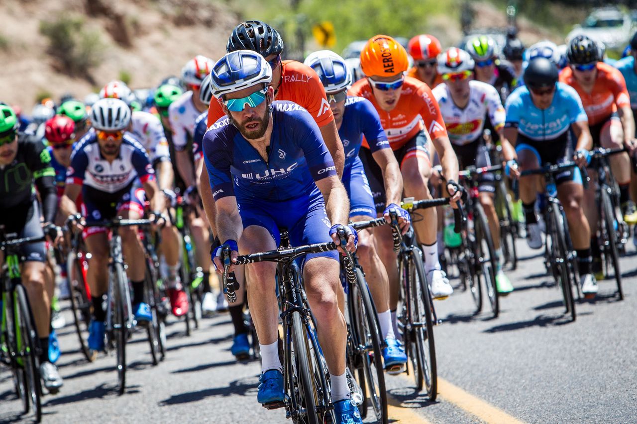 Johnny Clarke (UnitedHealthcare) gets on the front to bring back the final breakaway rider during stage 1 at Tour of the Gila