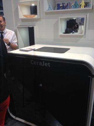 Up-close shot of the new CeraJet printer from 3D Systems.