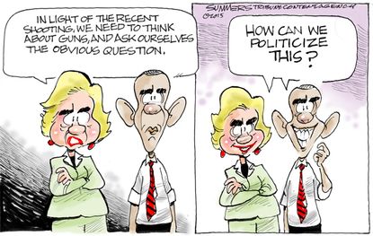 Obama cartoon U.S. Hillary Clinton Gun Laws