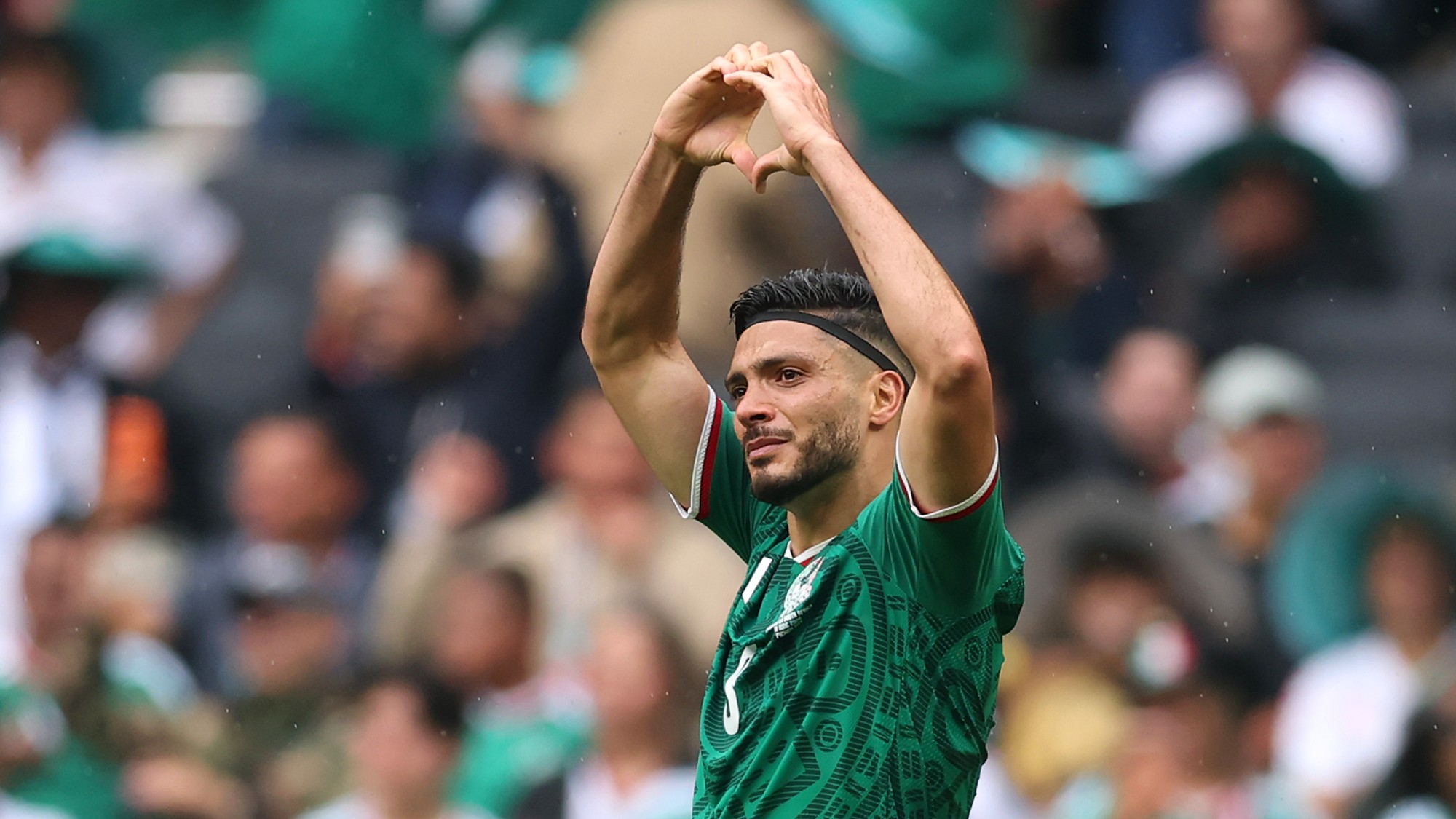 Mexico striker Ra&uacute;l Jim&eacute;nez celebrates after scoring the team&rsquo;s second goal against South Africa in the opening game of the 2026 Fifa World Cup 