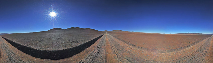 Panoramic view of the old dirt road to Cerro Armazones