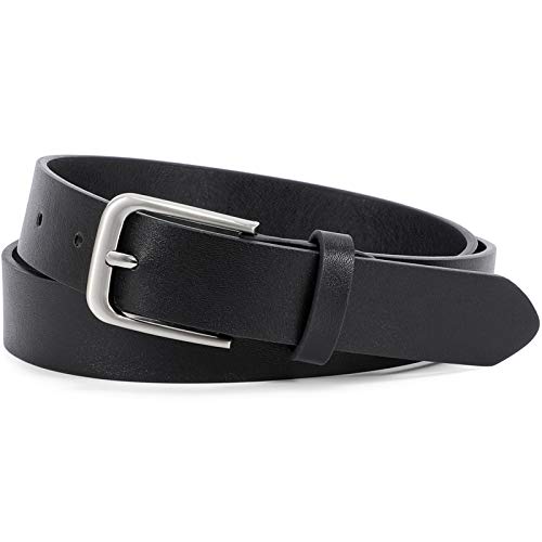Whippy Women Casual Leather Belt for Jeans Pants, Fashion Ladies Waist Dress Belt (fit Waist Size 31-36 Inches,black)