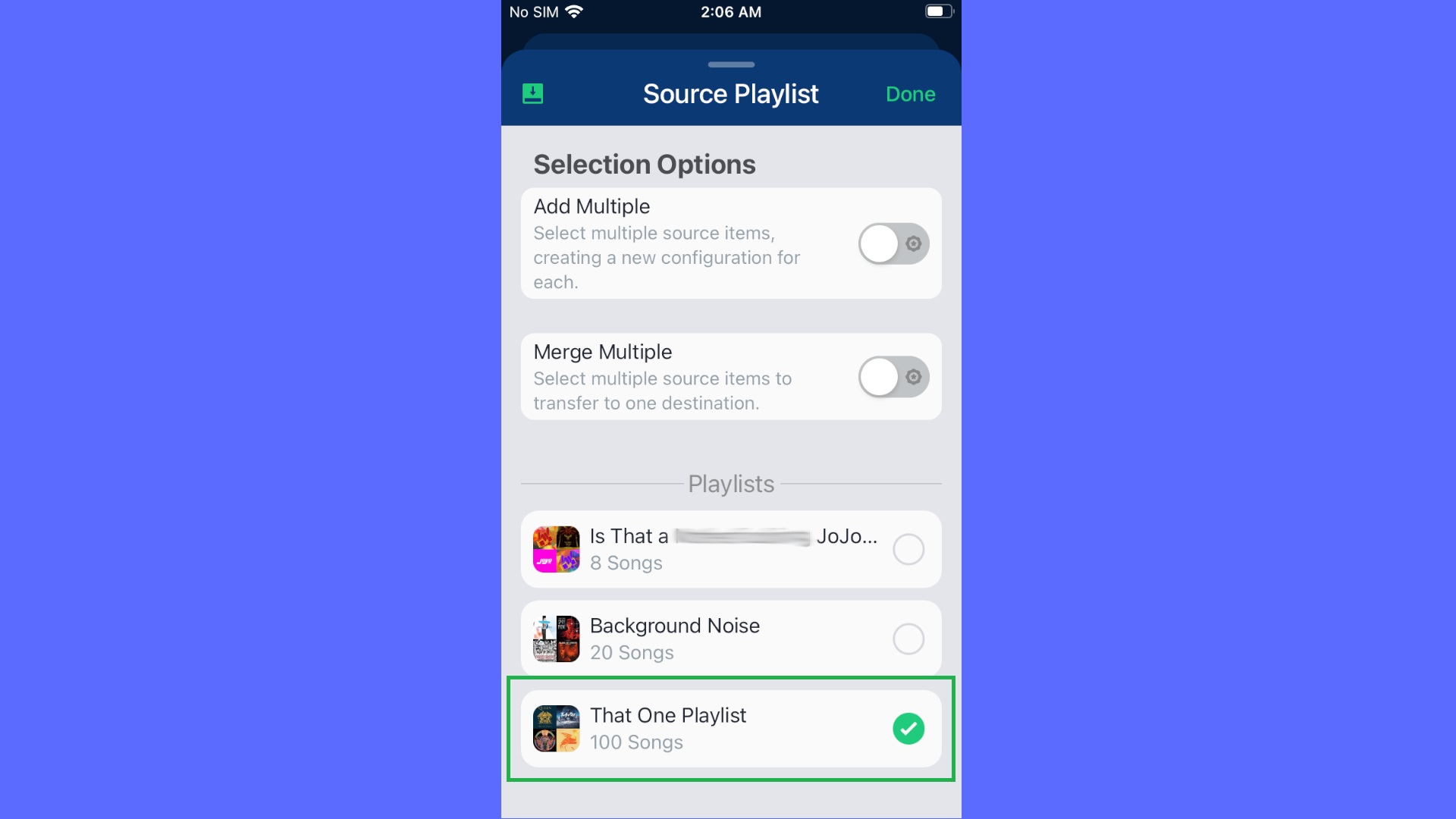 How to transfer Spotify playlists to Apple Music — choose playlist