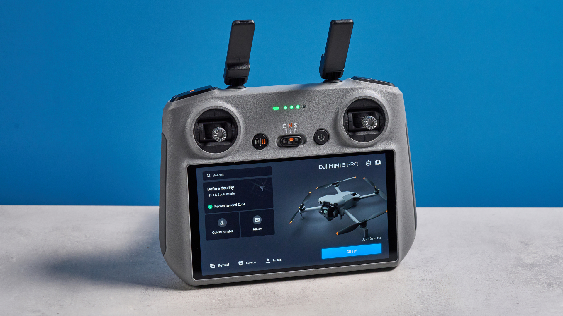 A dark grey DJI Mini 5 Pro drone