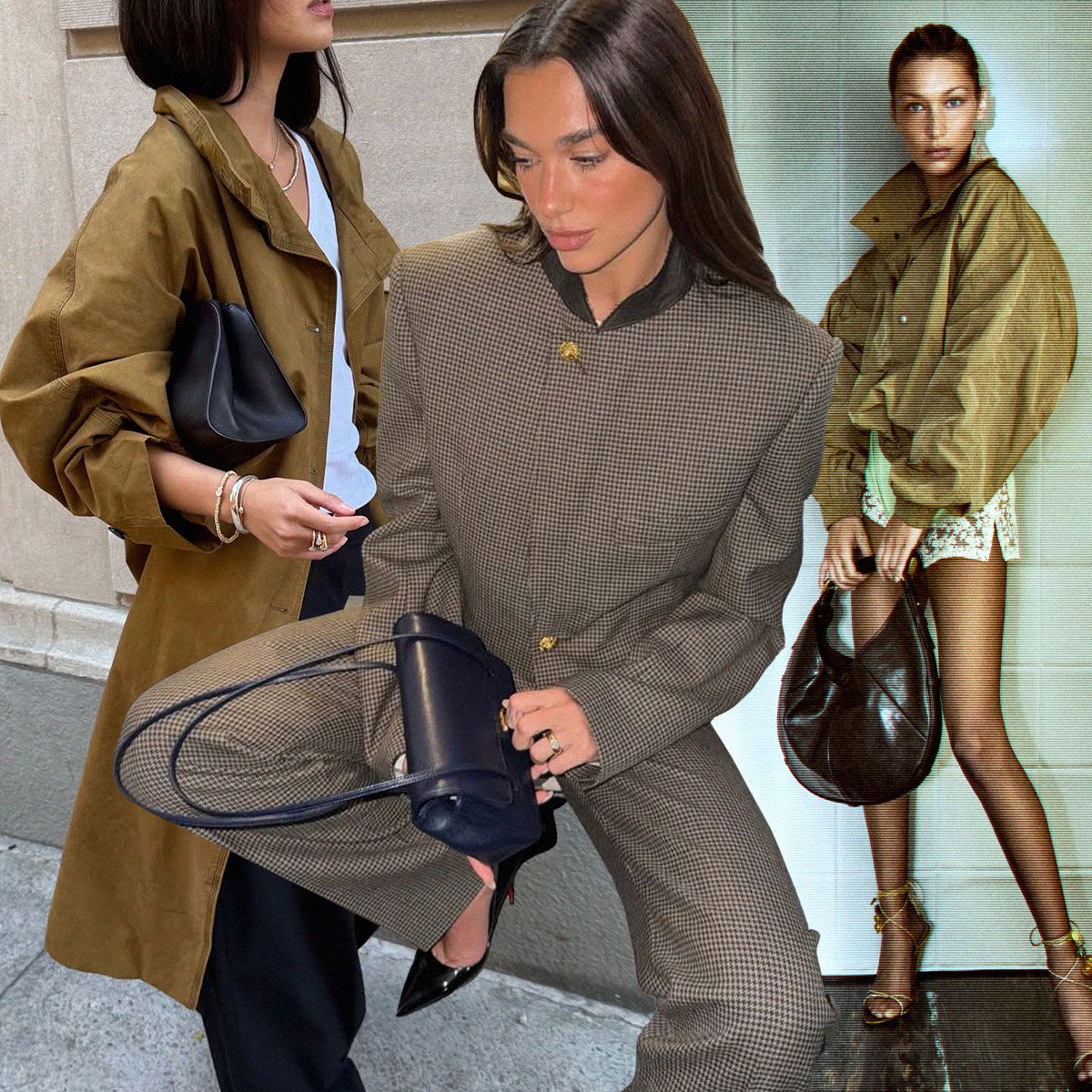 a collage of runway, celebrity, and influencer images featuring the top It designer bags of 2026