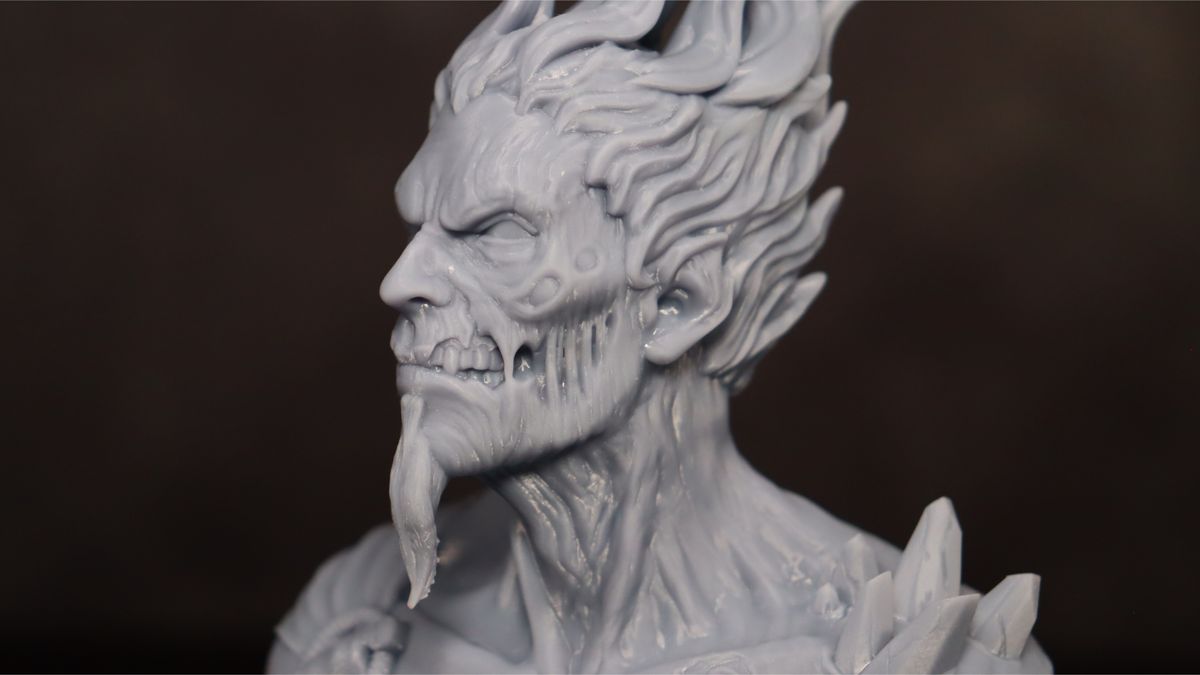 Nova3D Whale3 SE 3D printer-test print-Hades-close up of side of face