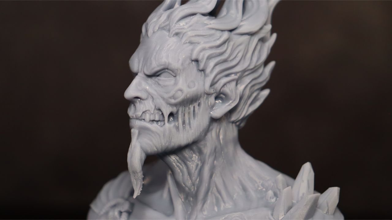 Nova3D Whale3 SE 3D printer-test print-Hades-close up of side of face
