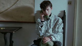 Timothee Chalamet on the phone at the end of Call Me By Your Name