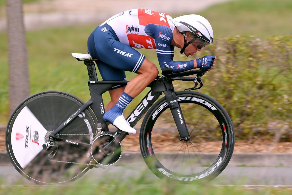 Trek-Segafredo’s Richie Porte in time-trial mode at the 2020 Paris-Nice