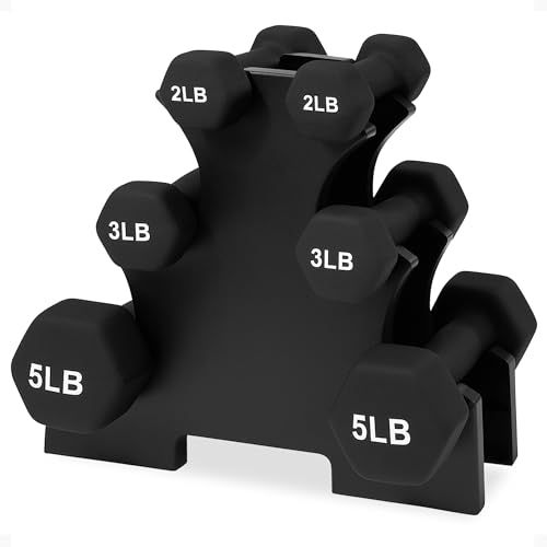 BalanceFrom Neoprene-Coated Dumbbell Set With Stand