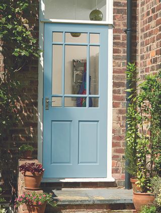 Traditional blue external door