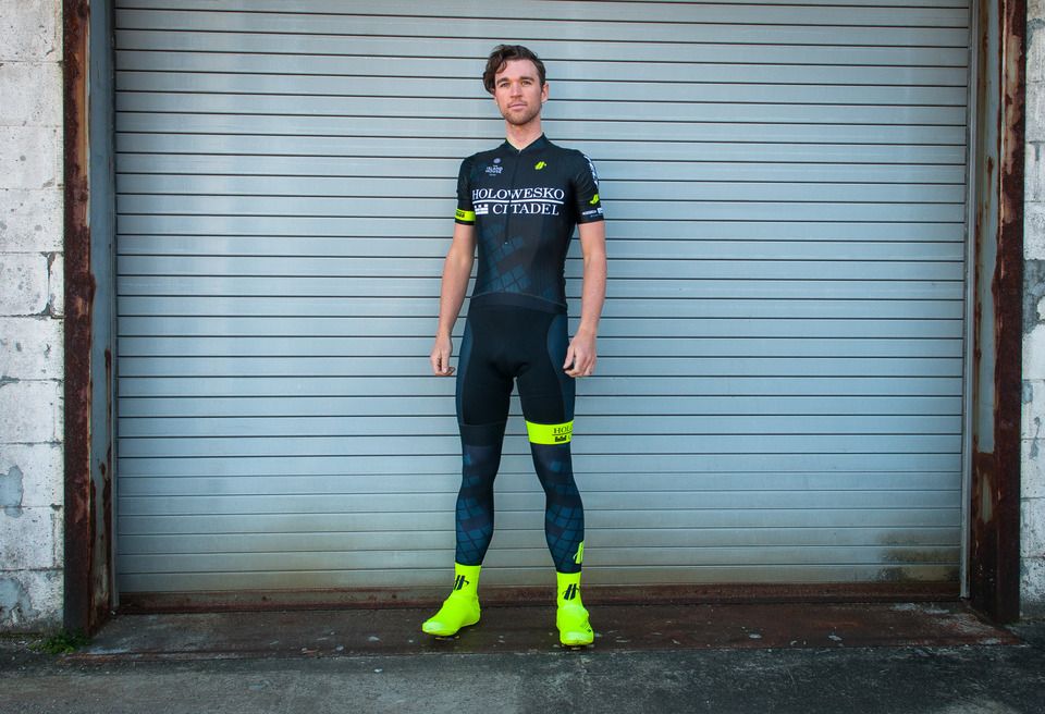 Mac Brennan shows off the 2016 Holowesko-Citadel team kit