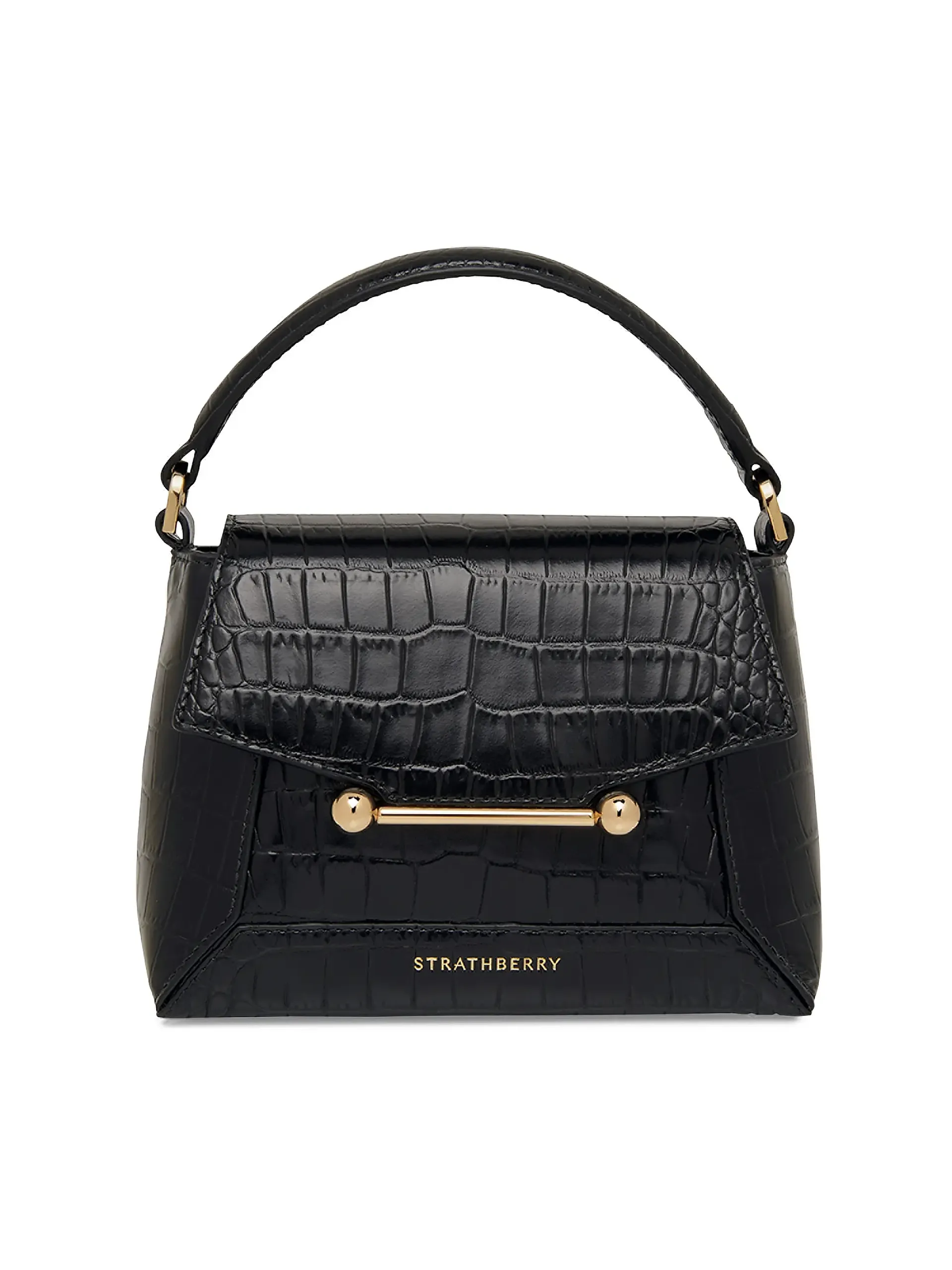 Mosaic Nano Croc-Embossed Leather Top Handle Bag