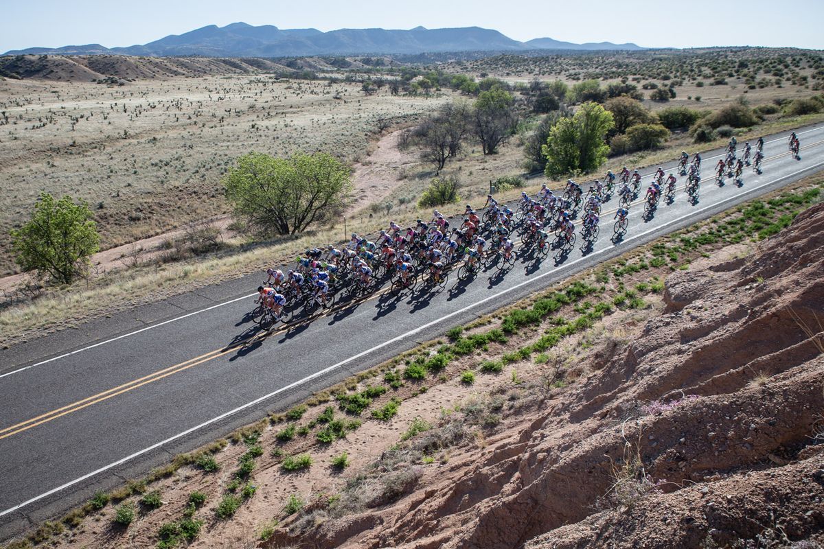 The women roll through the Gila desert
