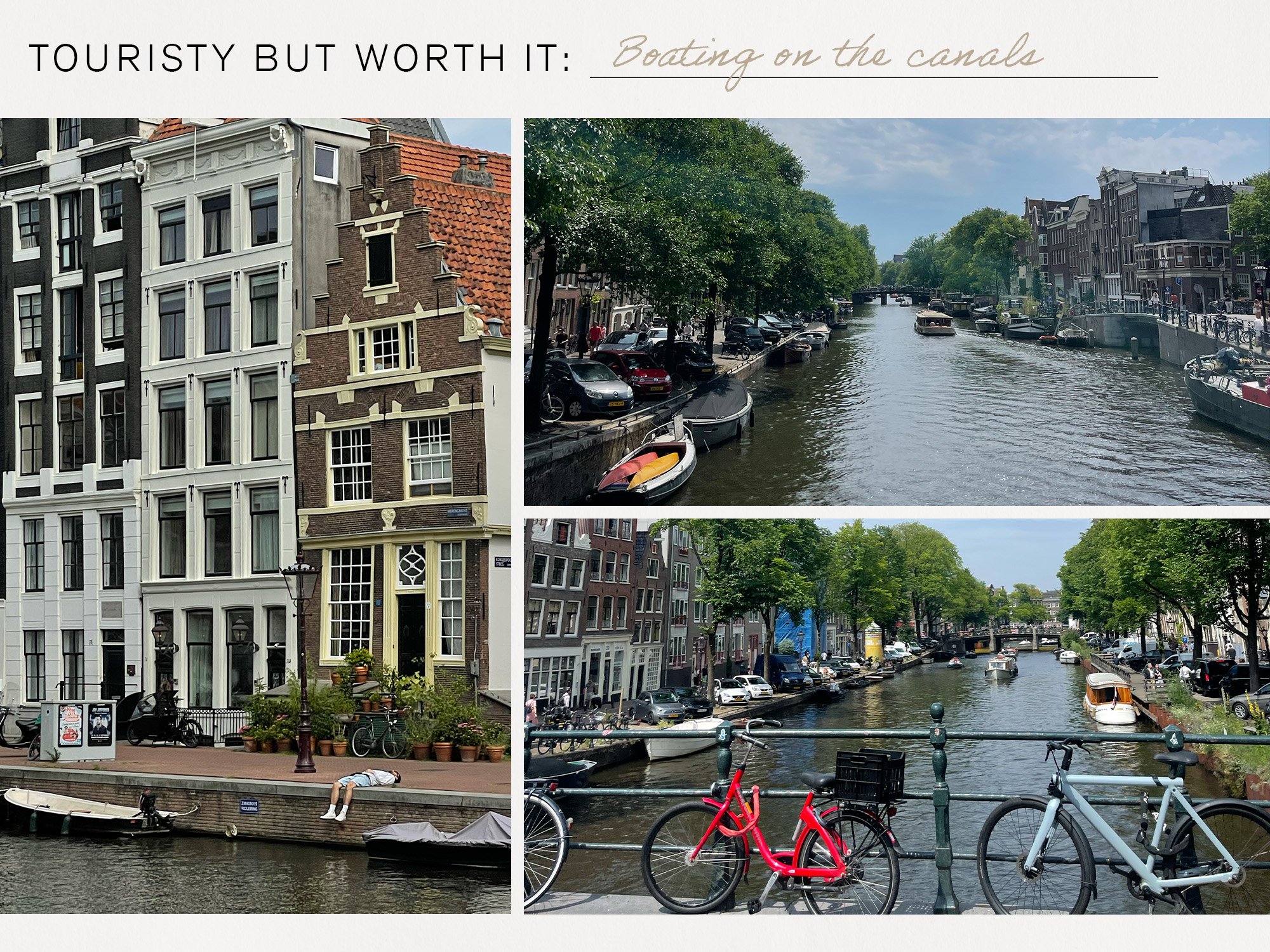 a collage of images featuring Stephanie Broek's fashion-editor travel guide to Amsterdam