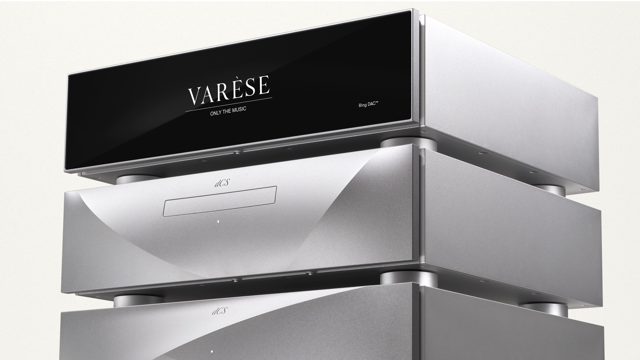Product photography of the dCS Var&amp;egrave;se Transport on a pale background