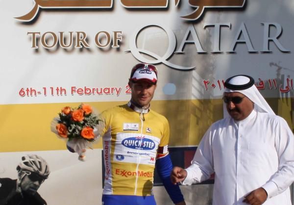 Tom Boonen (Quick Step) on the podium