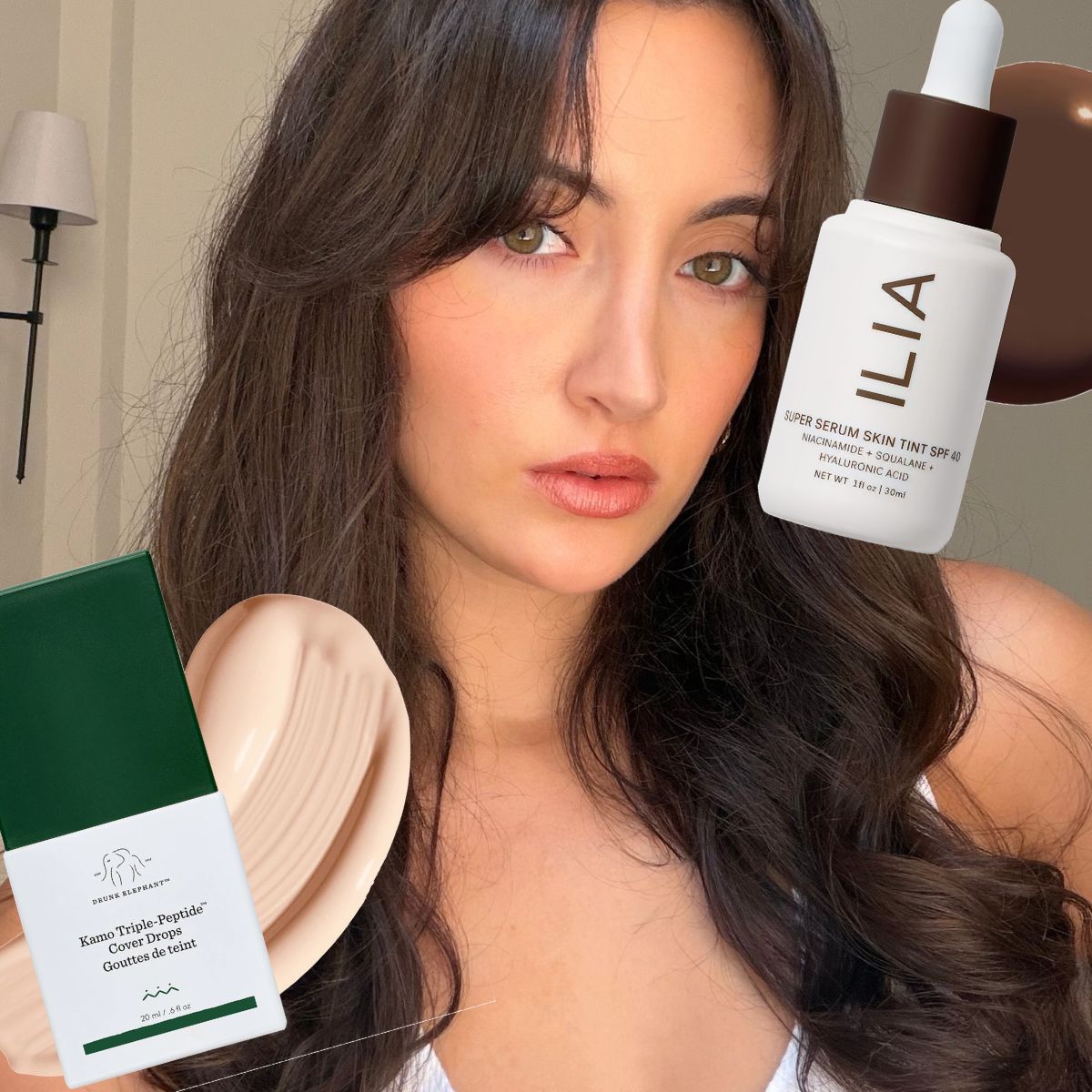 An image of WWW associate beauty editor Alyssa Brascia wearing the Victoria Beckham The Foundation Drops.