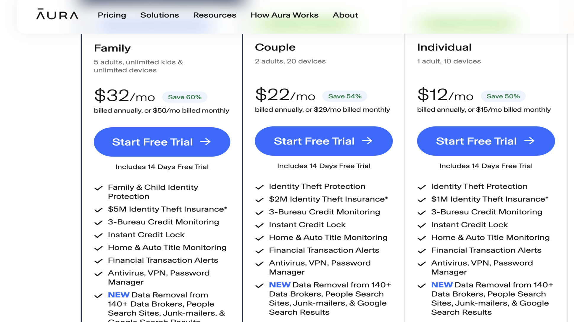 Aura&amp;rsquo;s pricing plans