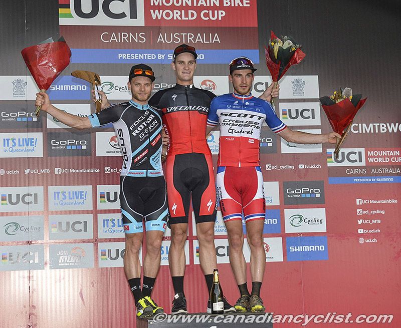 U23 Men's podium: Romain Seigle, Samuel Gaze and Titouan Carod