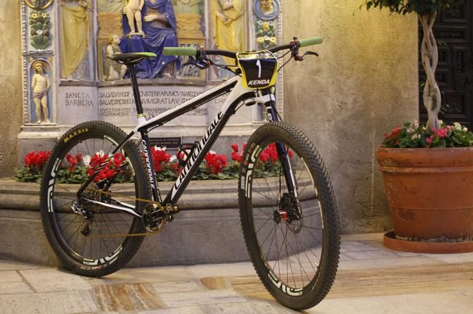 Jeremiah Bishop's Cannondale, with its #1 Pro XCT plate